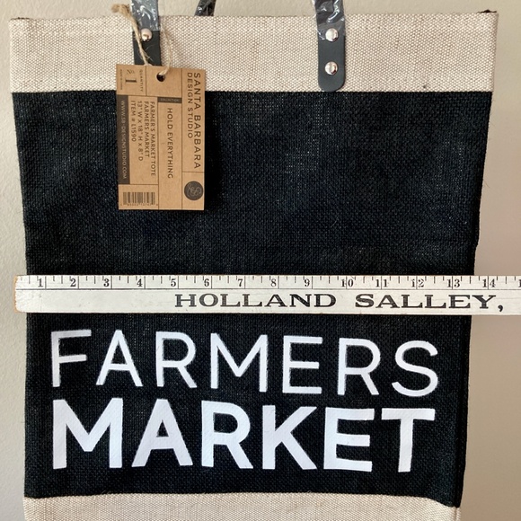 NWT Farmers Market Tote Santa Barbara Design Studio Black Tan Jute Leather 18H - Picture 11 of 15